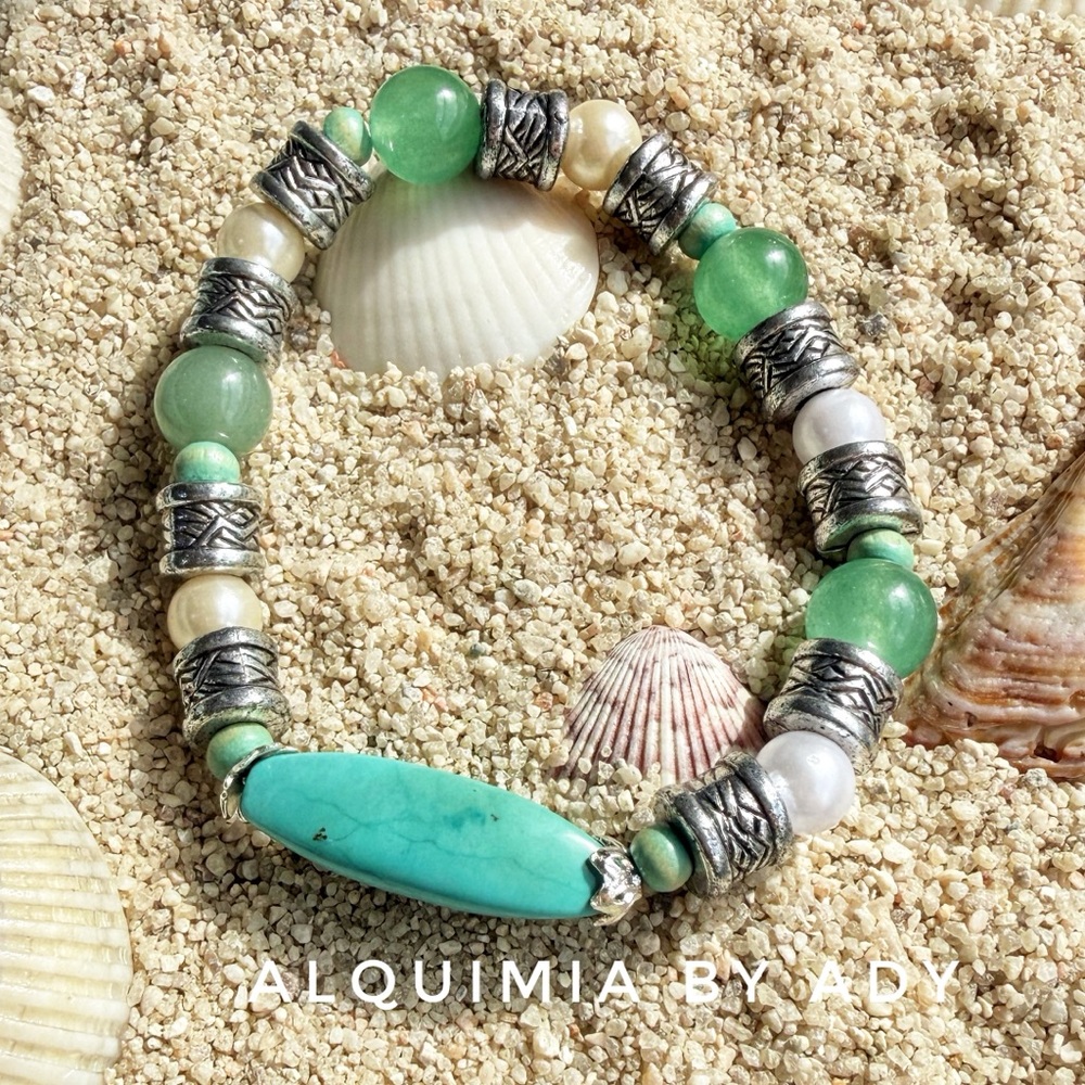 🌵💙 Turquoise & Aventurine Bracelet — Protection + Peace